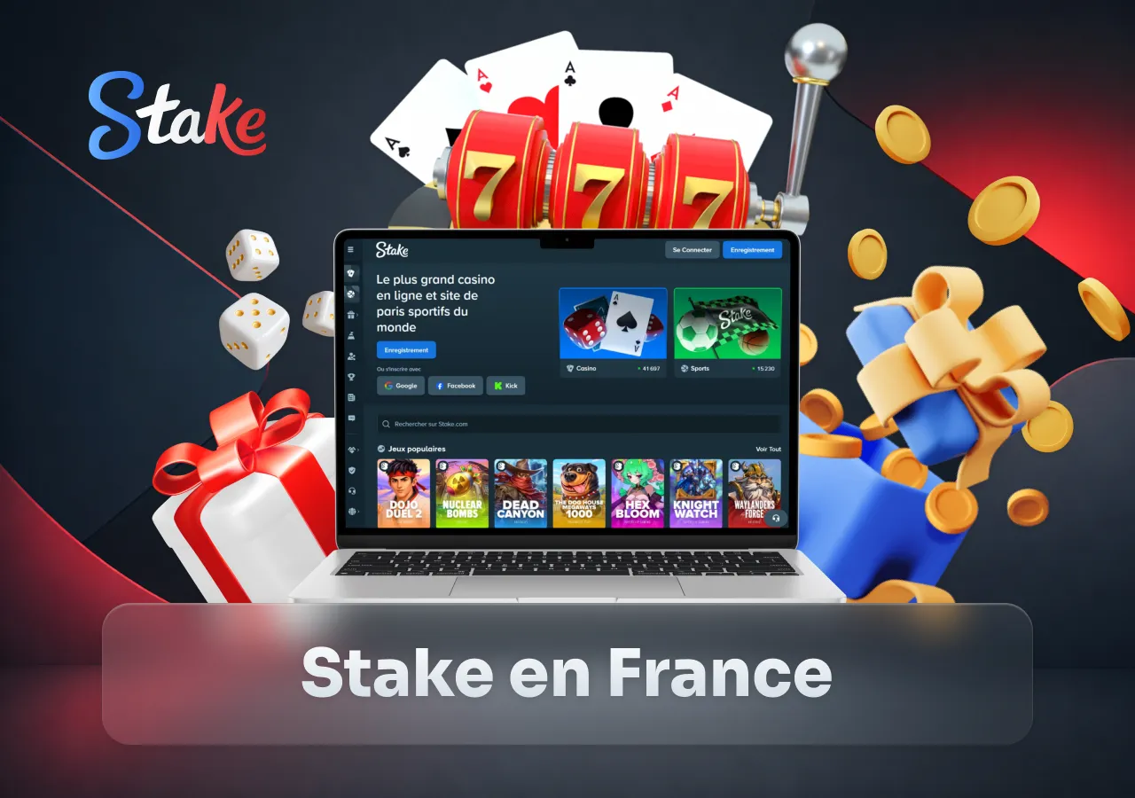 Stake Casino présente son offre de casino en ligne avec machines à sous et jeux de hasard.